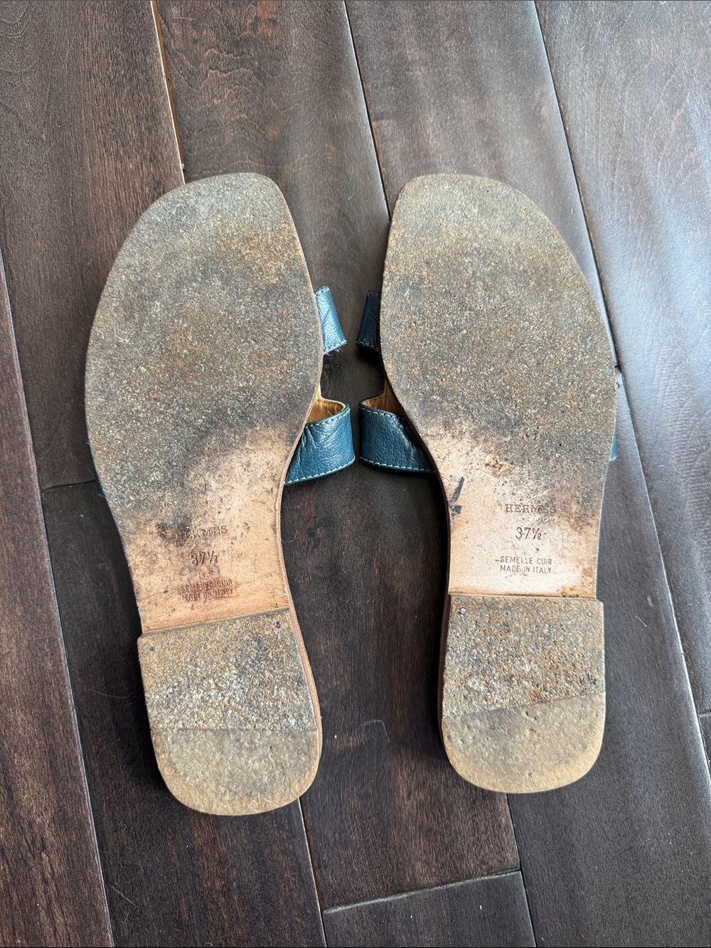 Authentic Hermès Oran Sandals in beautiful blue leather（37.5） - Picture 6 of 7